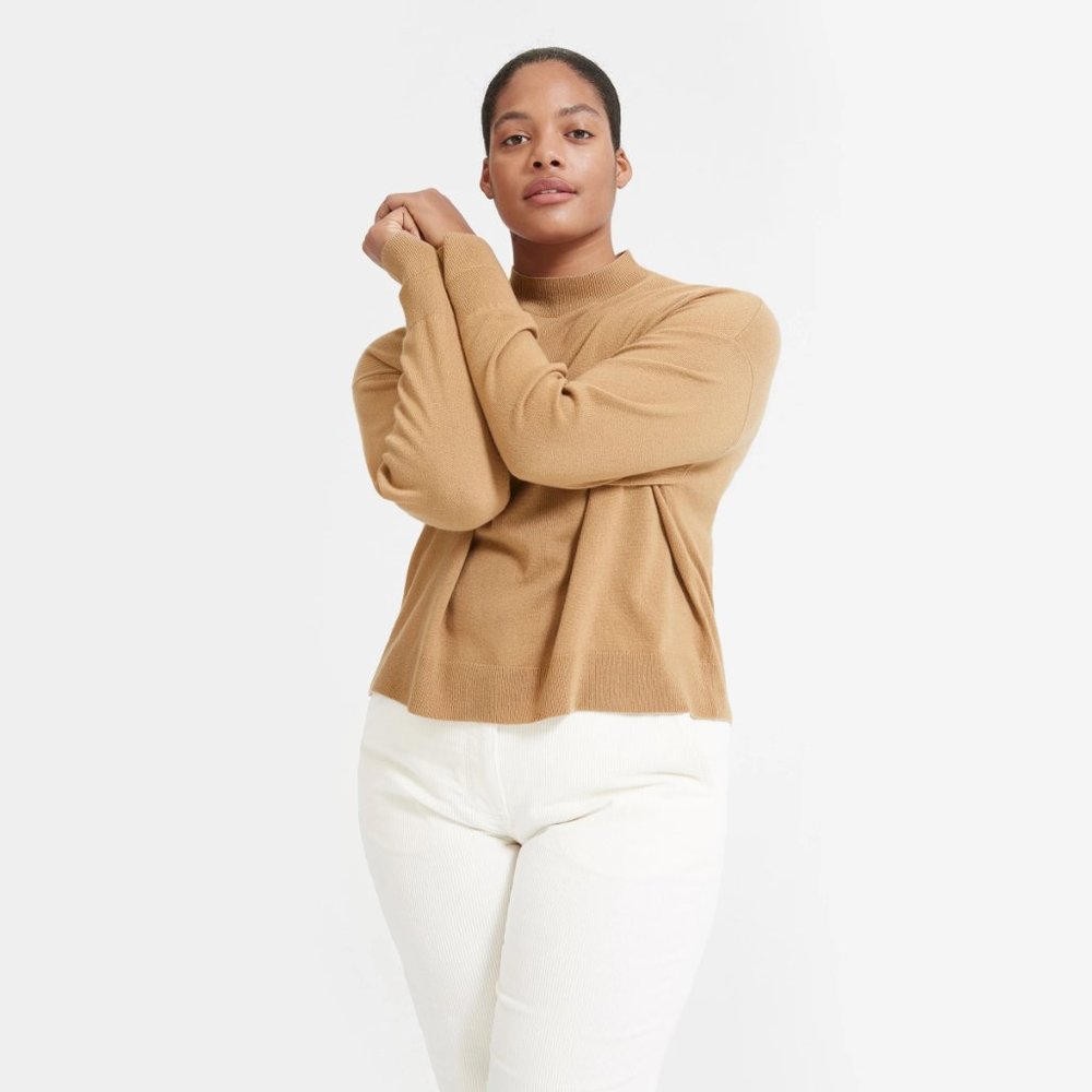 Everlane Cashmere Crop Mockneck in Camel XXS